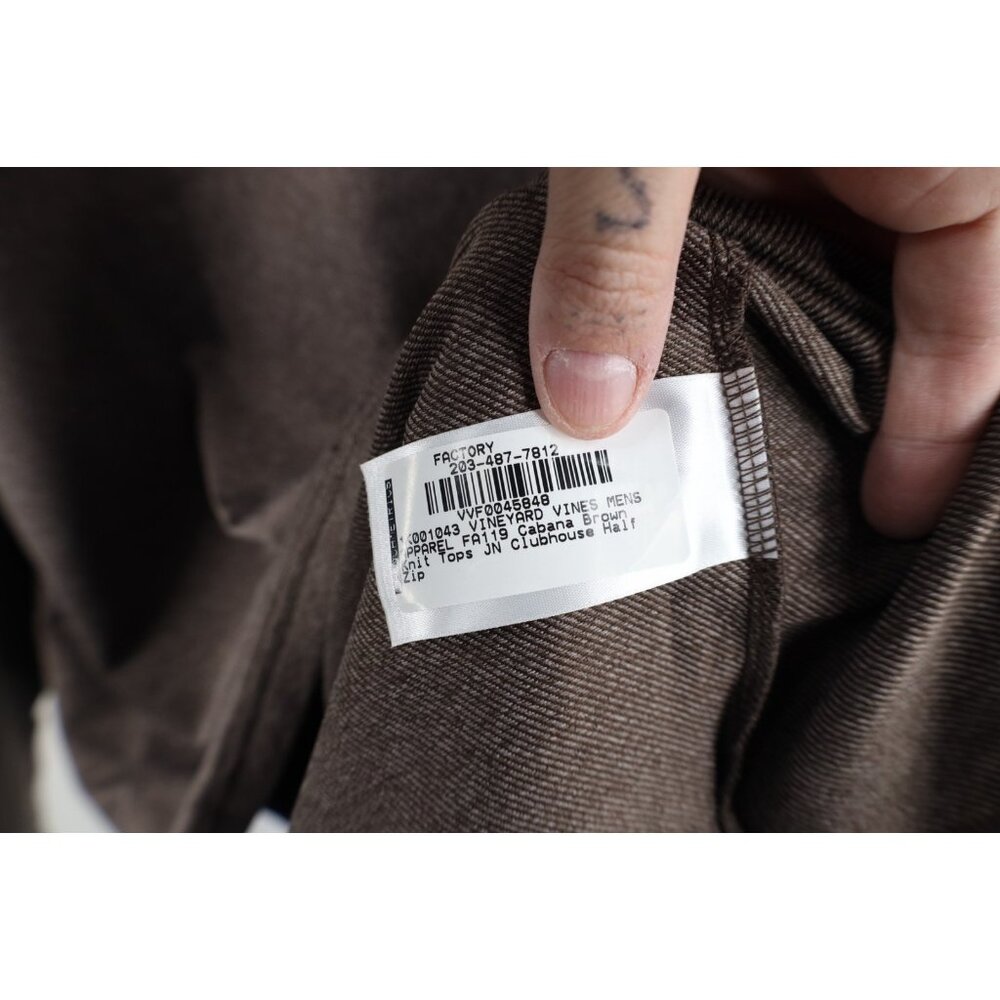 Vineyard Vines Jim Nantz Mens Medium Knit Half Zip Pullover Jacket Top Brown - Picture 10 of 14